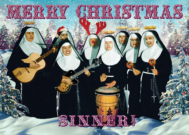 Singing Nuns Christmas Greeting Card by Max Hernn - Click Image to Close